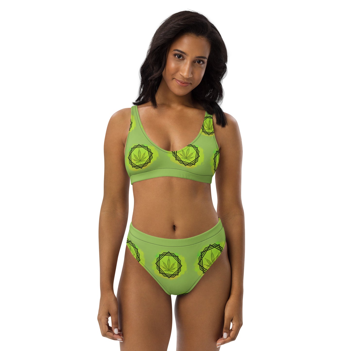 Canna Leaf Green Eco High-Waisted Bikini